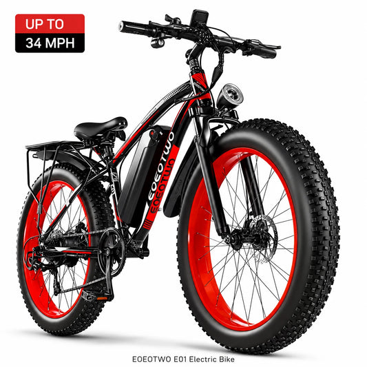 EOEOTWO 1000W Adult Fat Tire Electric Bike 48V Battery