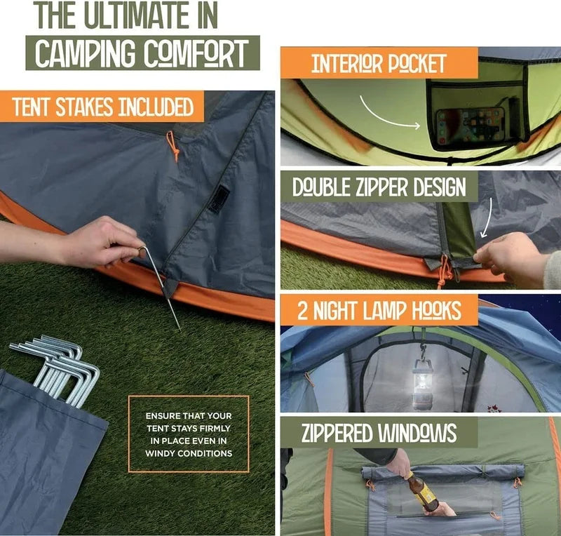 Maple99 4 Person Easy Pop Up Waterproof Camping Tent