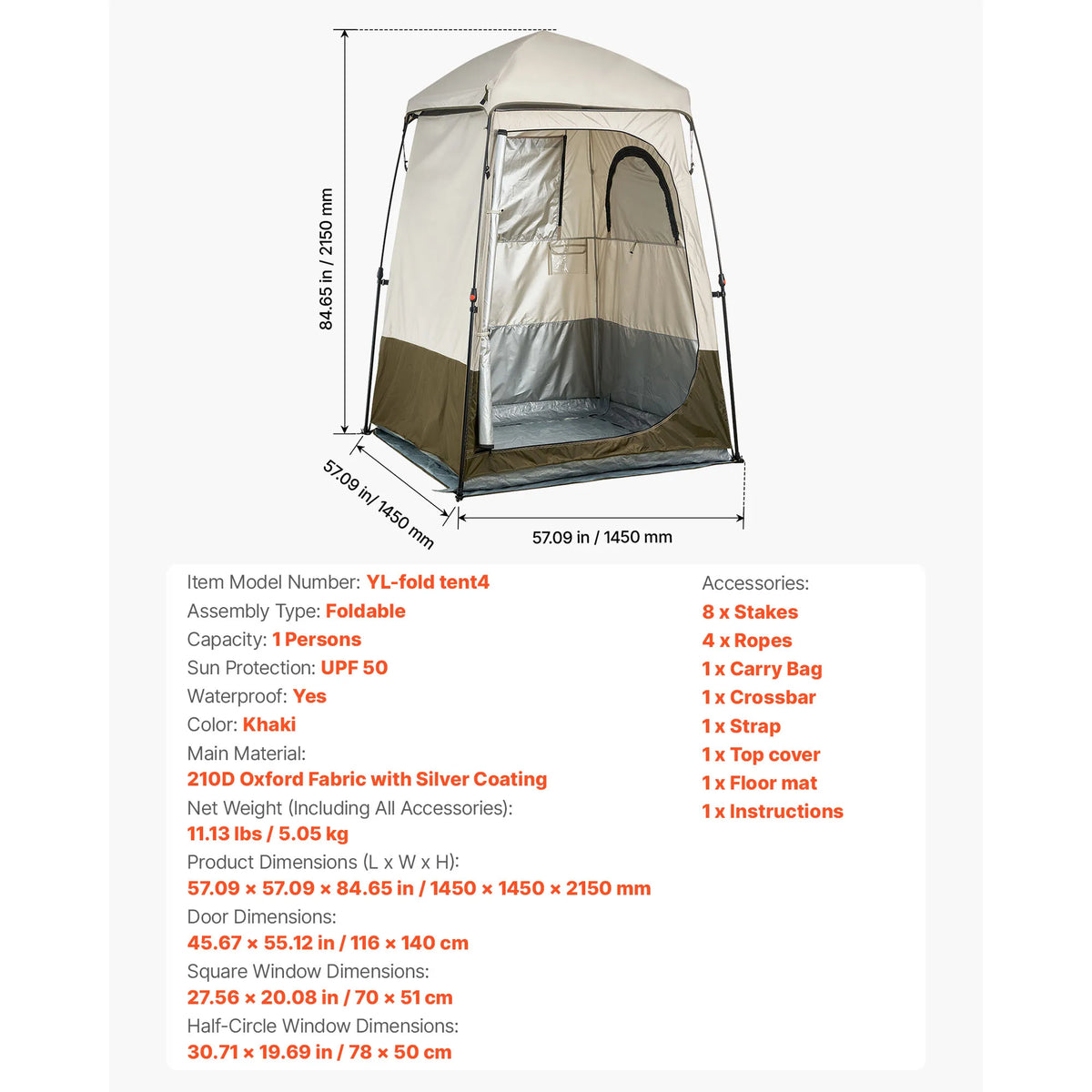 SucceBuy Foldable Double Layer Privacy Camping Shower Tent