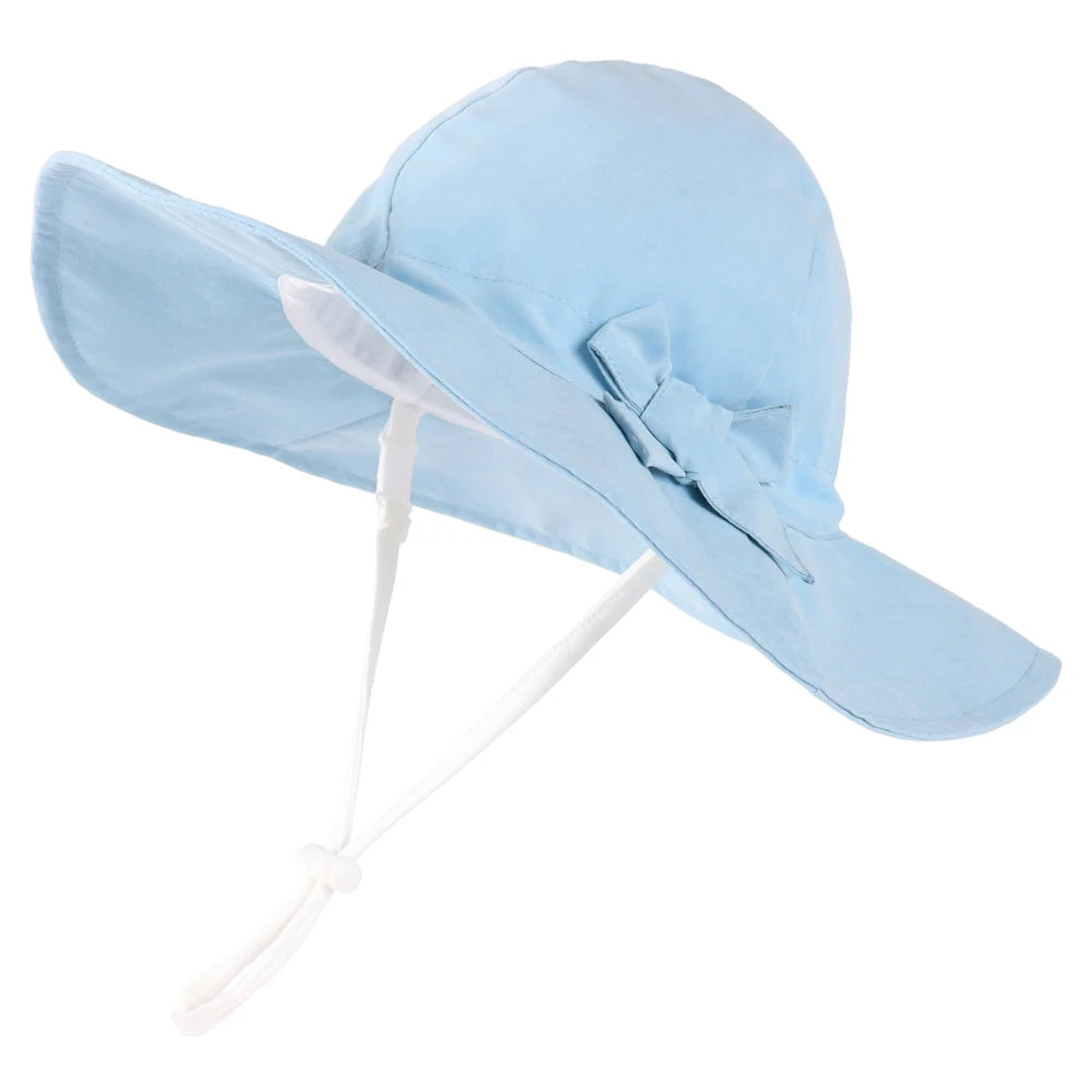 Bowknot Beach Sun Protection Hats Adjustable Bucket Hats for Toddler Kids Baby and Girls