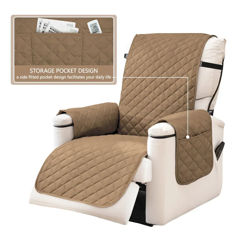 Recliner Sofa Covers Waterproof Sofa Slipcovers Non Slip Cover for Kids/Dogs/Pet Washable Furniture Protector with Elastic Strap
