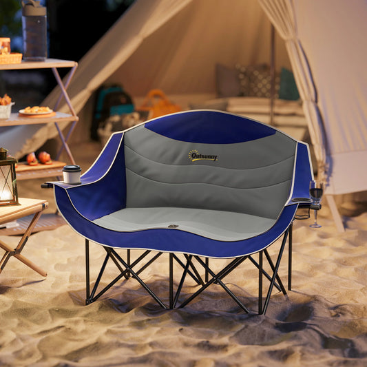 Outsunny Double Padded Folding Camping Chair For Outdoor Use