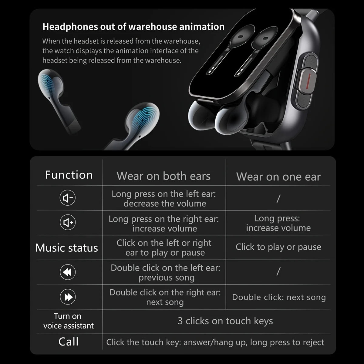 Erun Smart Watch With Bluetooth Earphone And Fitness Tracking