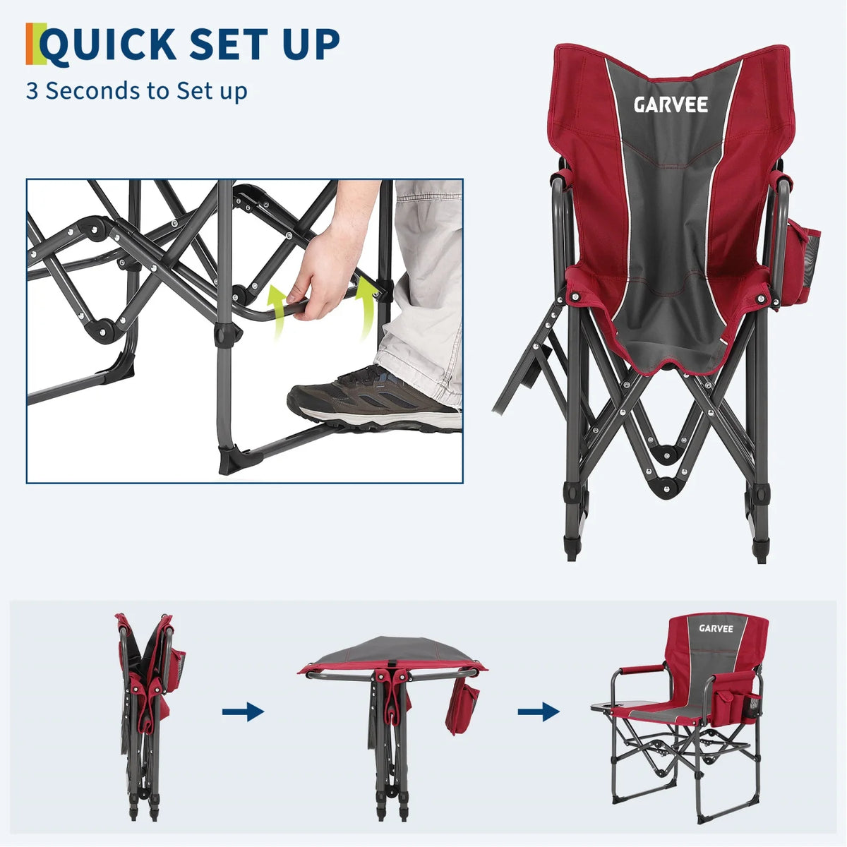 HiMiss Heavy Duty Portable Camping Director Chair With Cup Holder