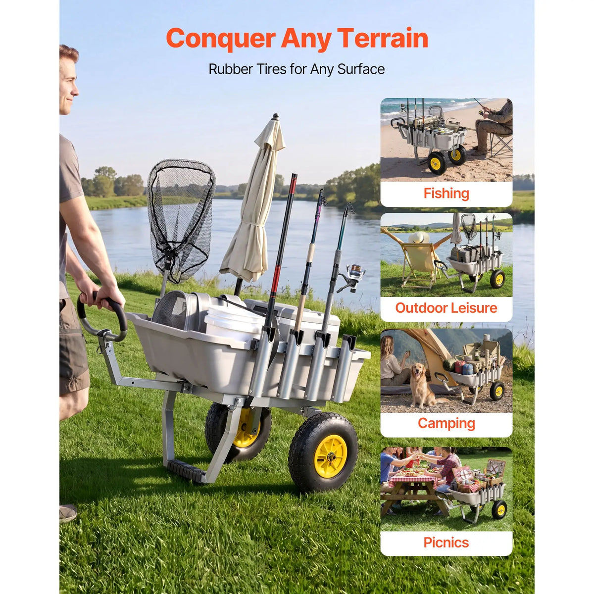 All Terrain Aluminum Fishing Cart For Rugged Outdoor Adventures