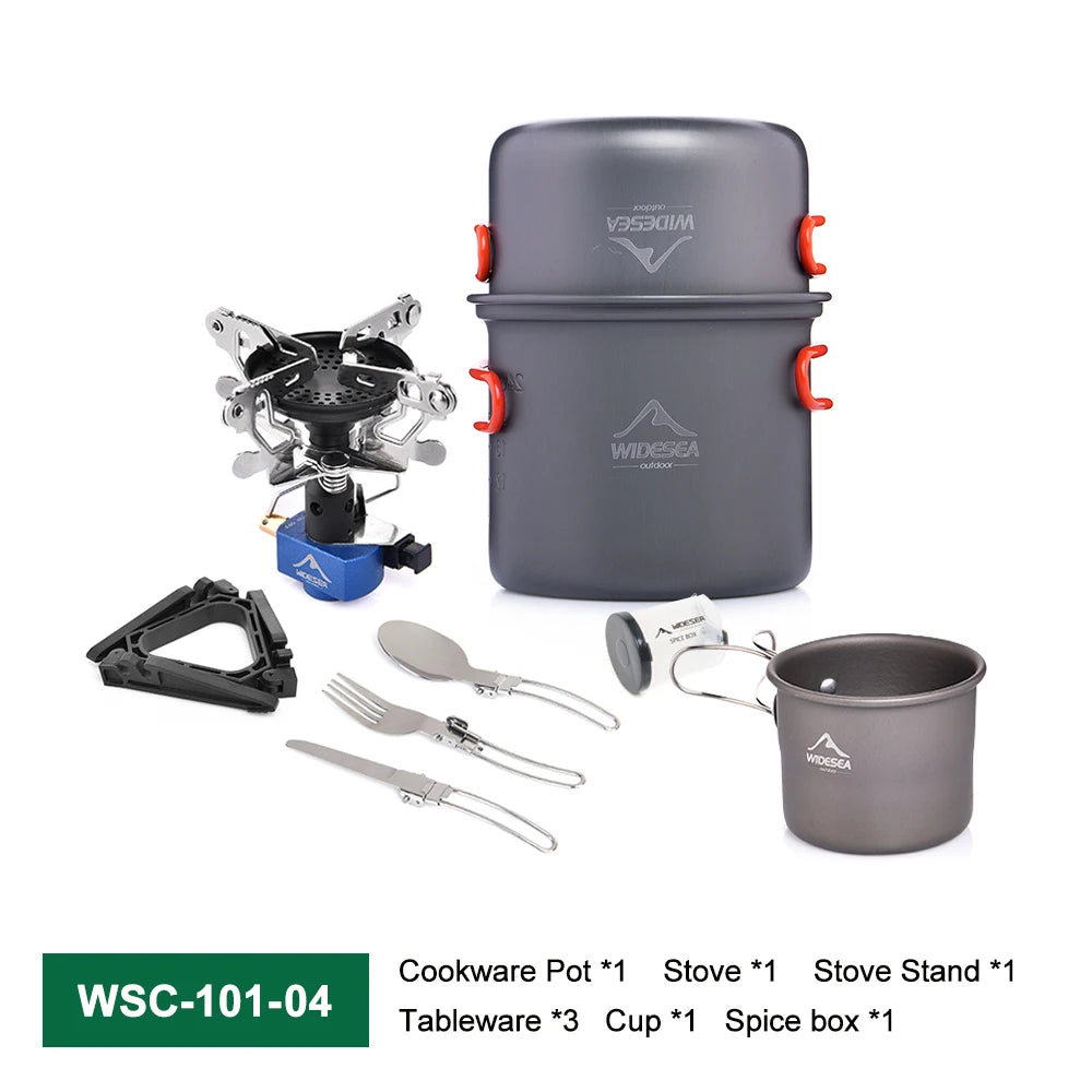 Widesea Portable Aluminum Camping Gas Stove Cookware Set