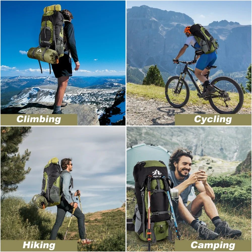 Night Cat Lightweight Hiking Backpack With Rain Cover For Travel