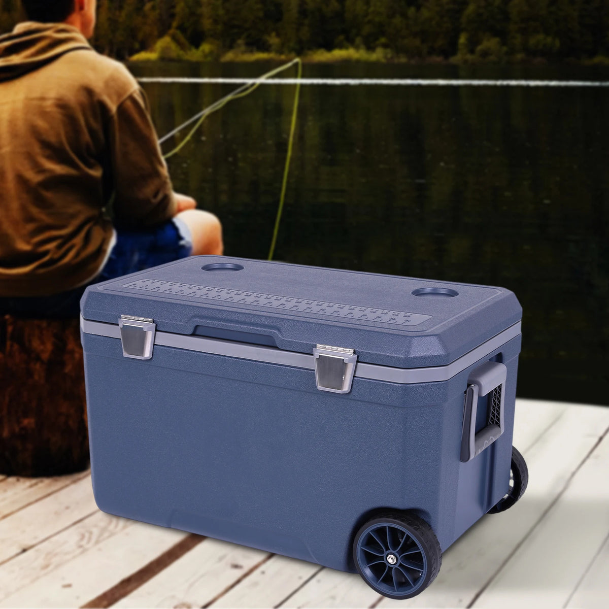 Portable Wheeled Insulated Cooler Box For Outdoor Camping