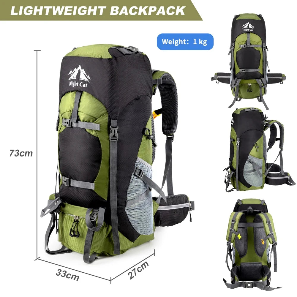 Night Cat Lightweight Hiking Backpack With Rain Cover For Travel