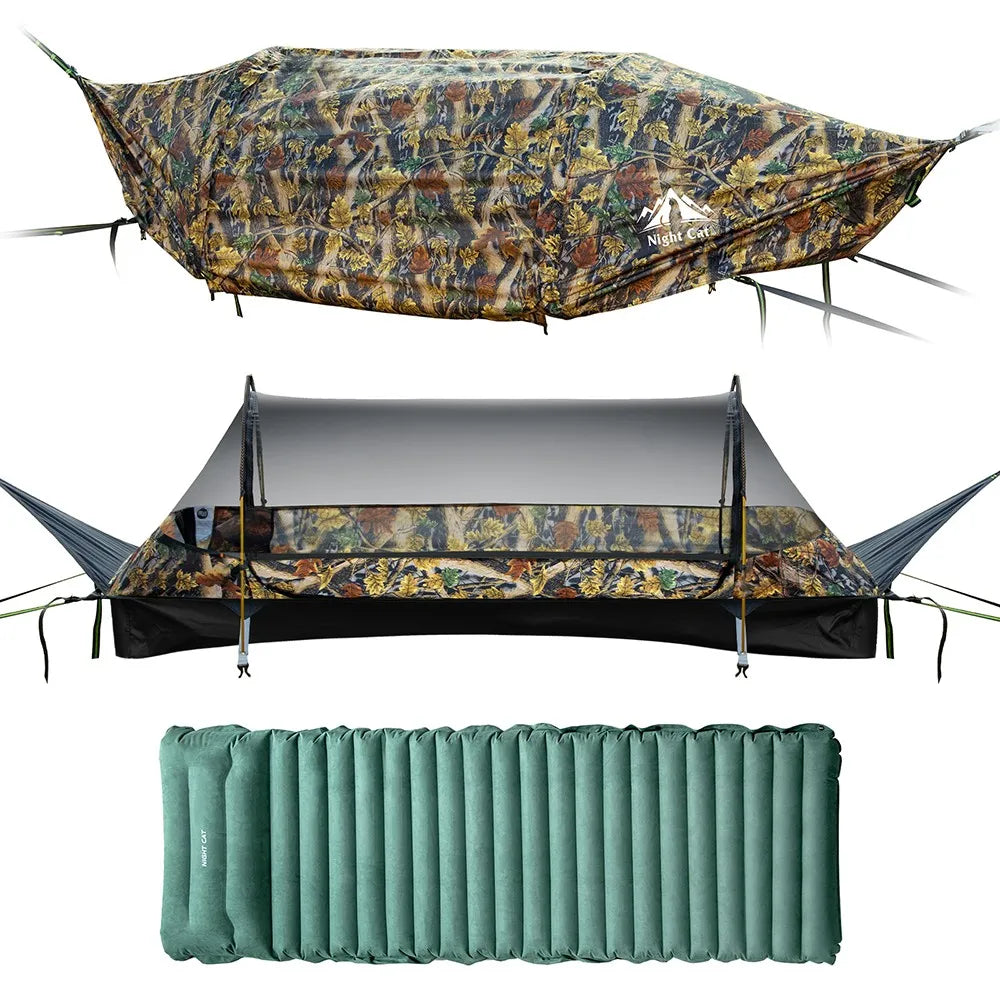 Night Cat Flat Lay Hammock Tent With Mosquito Net Rainfly