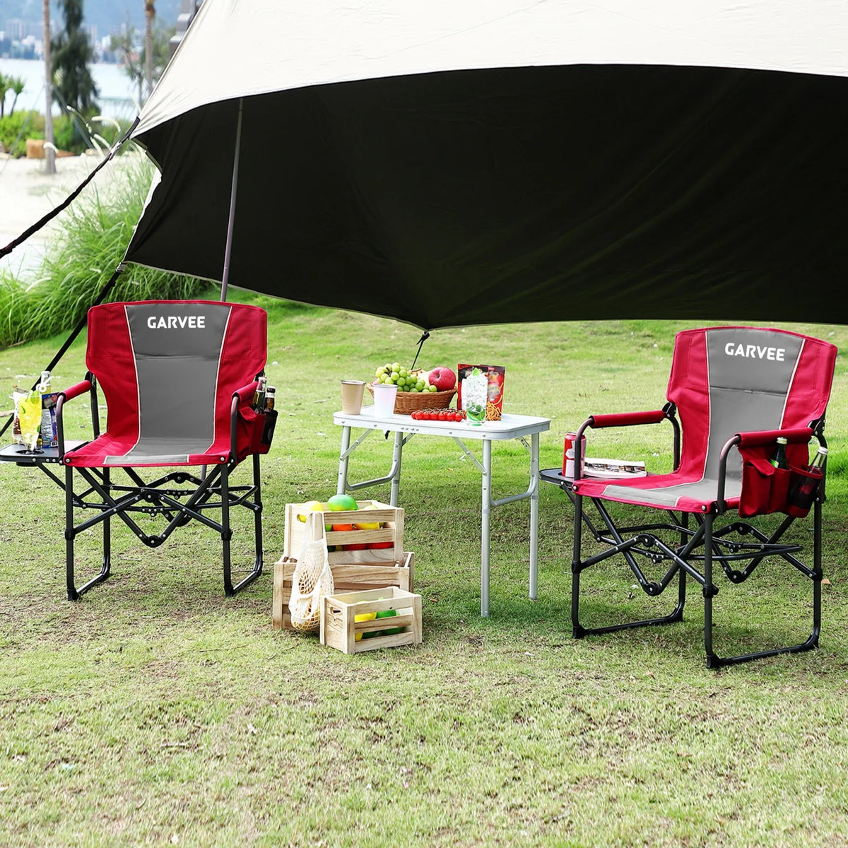HiMiss Heavy Duty Portable Camping Director Chair With Cup Holder