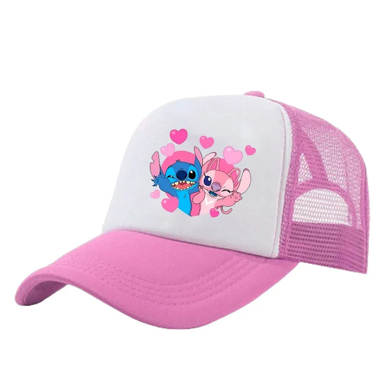 Stitch & Angel Mesh Sun Hat, Adjustable Summer Sun Protection Baseball Cap, Breathable Outdoor Sports Hat For Boys And Girls