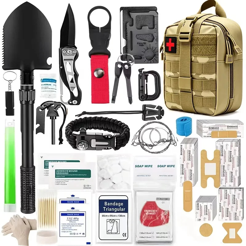 Portable Emergency Survival And First Aid Kit For Outdoor Use