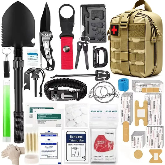 Portable Emergency Survival And First Aid Kit For Outdoor Use