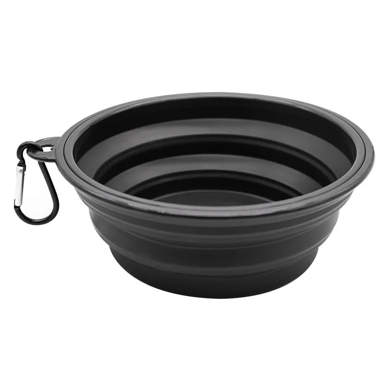 Foldable Portable Dog Feeder Bowl With Carabiner For Outdoor Travel