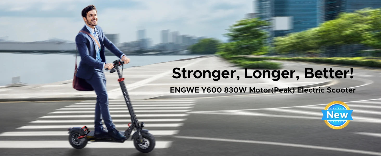 ENGWE 830W Peak Electric Folding Scooter, 48V 18.2AH, 43.5 Miles Range, 28mph, 10*4.0 Tires, Full Suspension, City & Rough Road