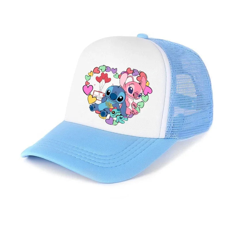 Stitch & Angel Mesh Sun Hat, Adjustable Summer Sun Protection Baseball Cap, Breathable Outdoor Sports Hat For Boys And Girls