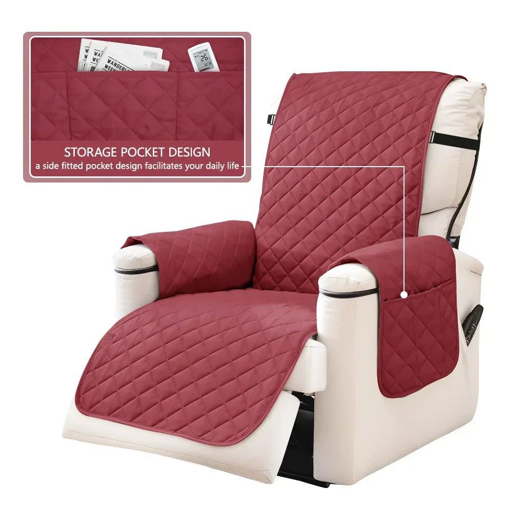 Recliner Sofa Covers Waterproof Sofa Slipcovers Non Slip Cover for Kids/Dogs/Pet Washable Furniture Protector with Elastic Strap