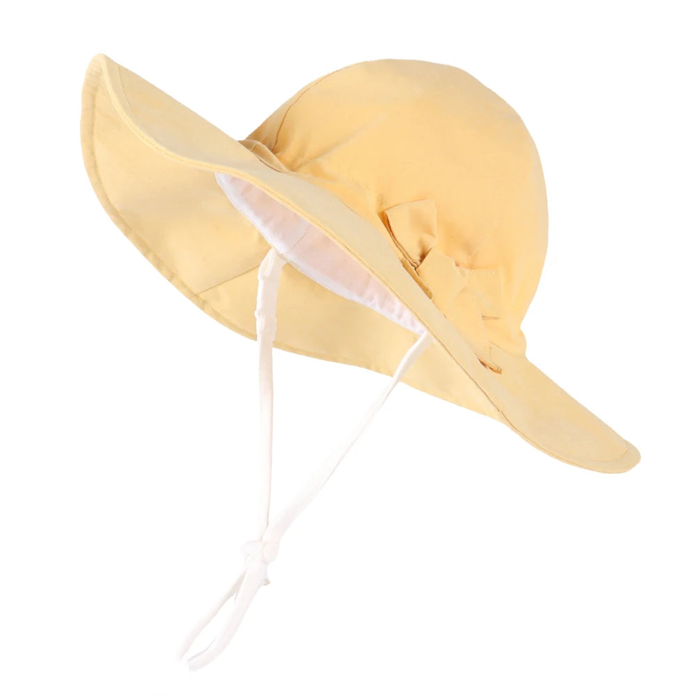 Bowknot Beach Sun Protection Hats Adjustable Bucket Hats for Toddler Kids Baby and Girls