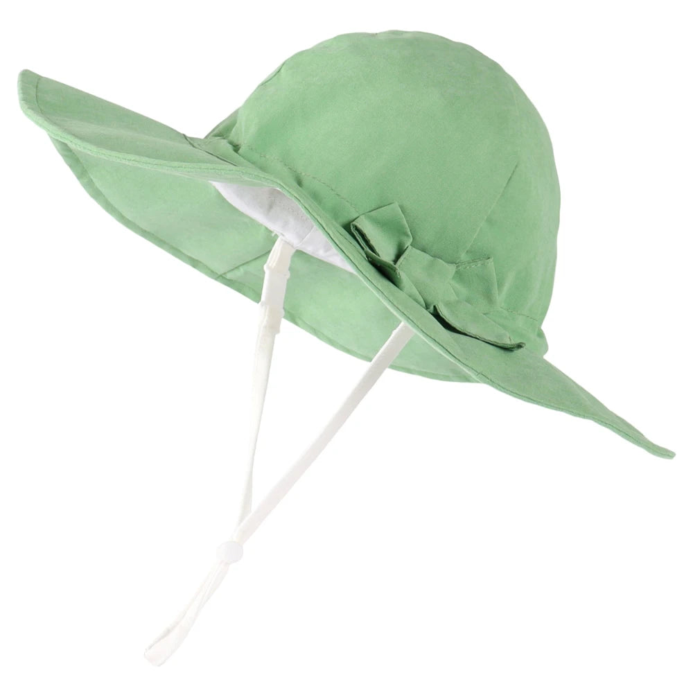 Bowknot Beach Sun Protection Hats Adjustable Bucket Hats for Toddler Kids Baby and Girls
