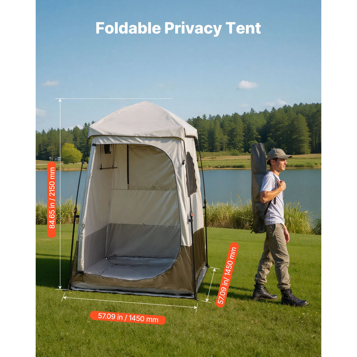 SucceBuy Foldable Double Layer Privacy Camping Shower Tent
