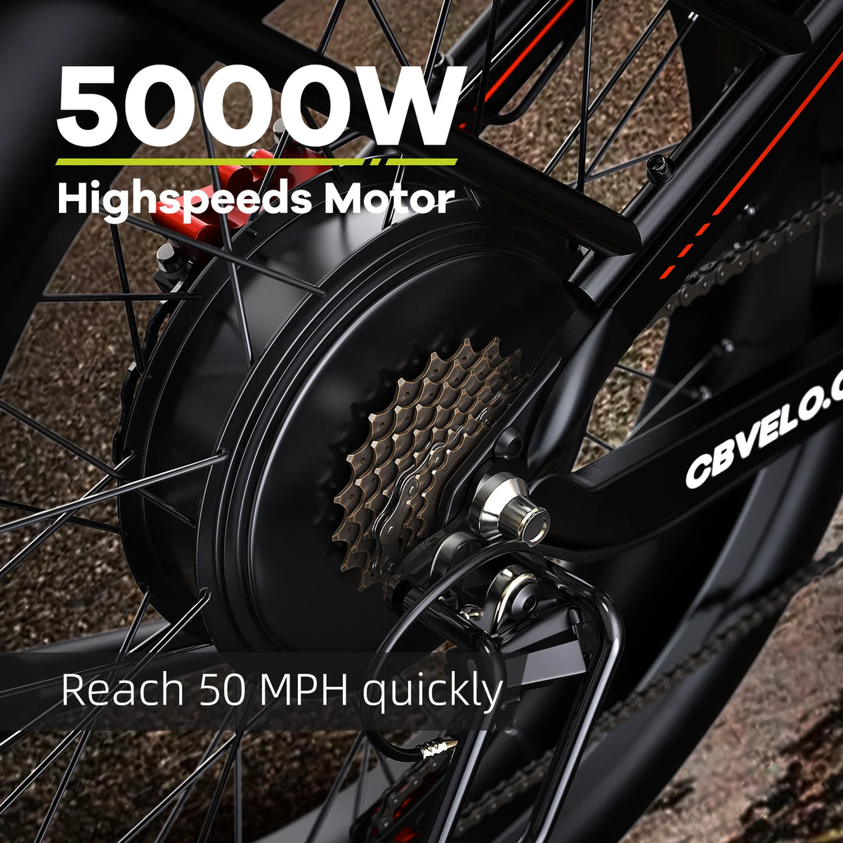 Cybervelo 5000W Peak Fat Tire Mountain Commuter Electric Bike