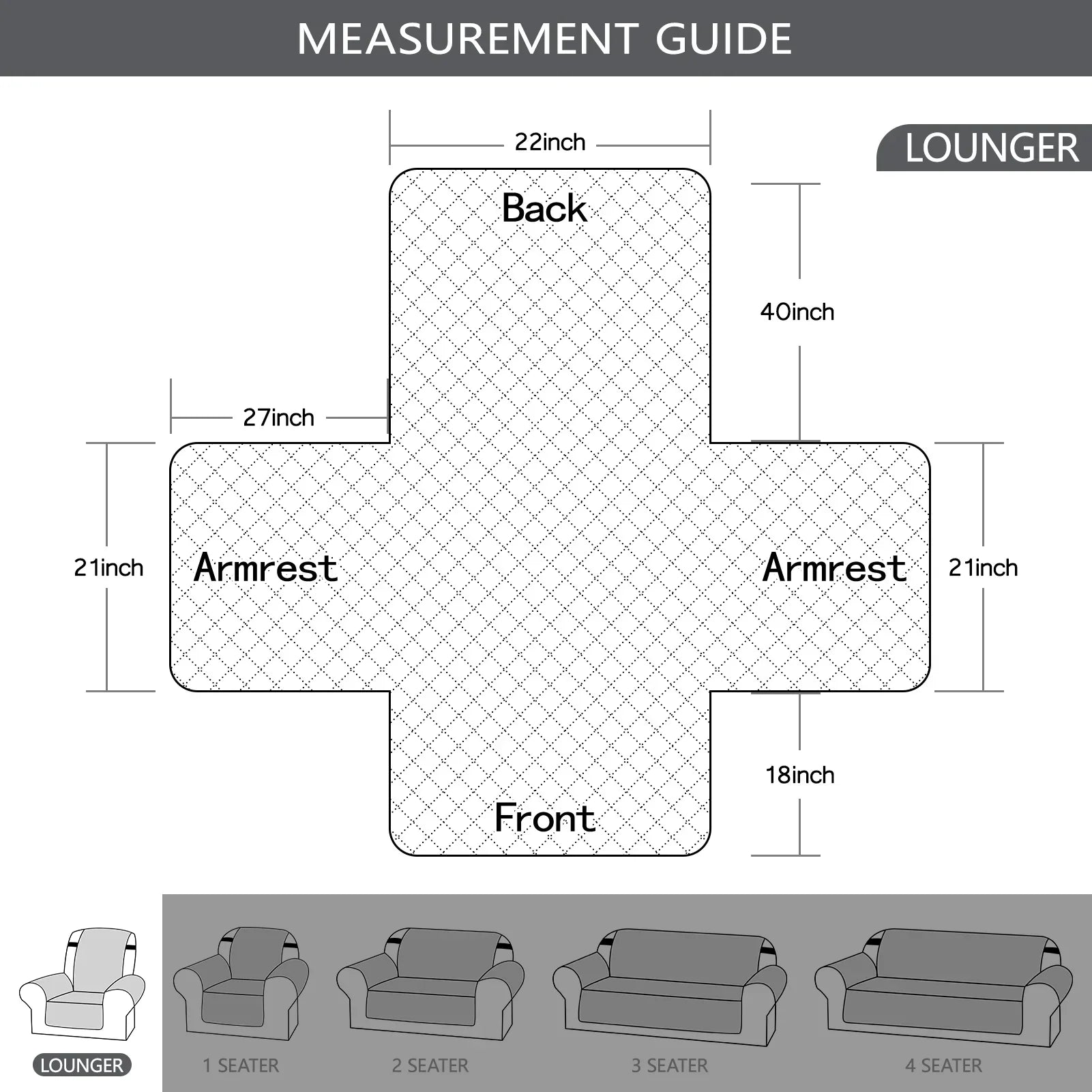 Recliner Sofa Covers Waterproof Sofa Slipcovers Non Slip Cover for Kids/Dogs/Pet Washable Furniture Protector with Elastic Strap