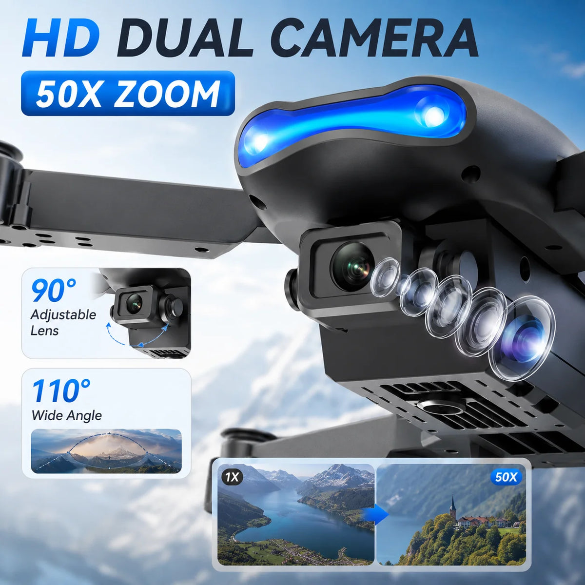 Znlyrion Foldable 4K Dual Camera RC Drone With Altitude Hold