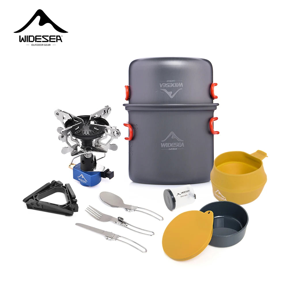 Widesea Portable Aluminum Camping Gas Stove Cookware Set