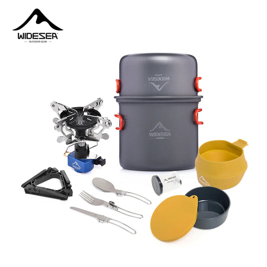 Widesea Portable Aluminum Camping Gas Stove Cookware Set