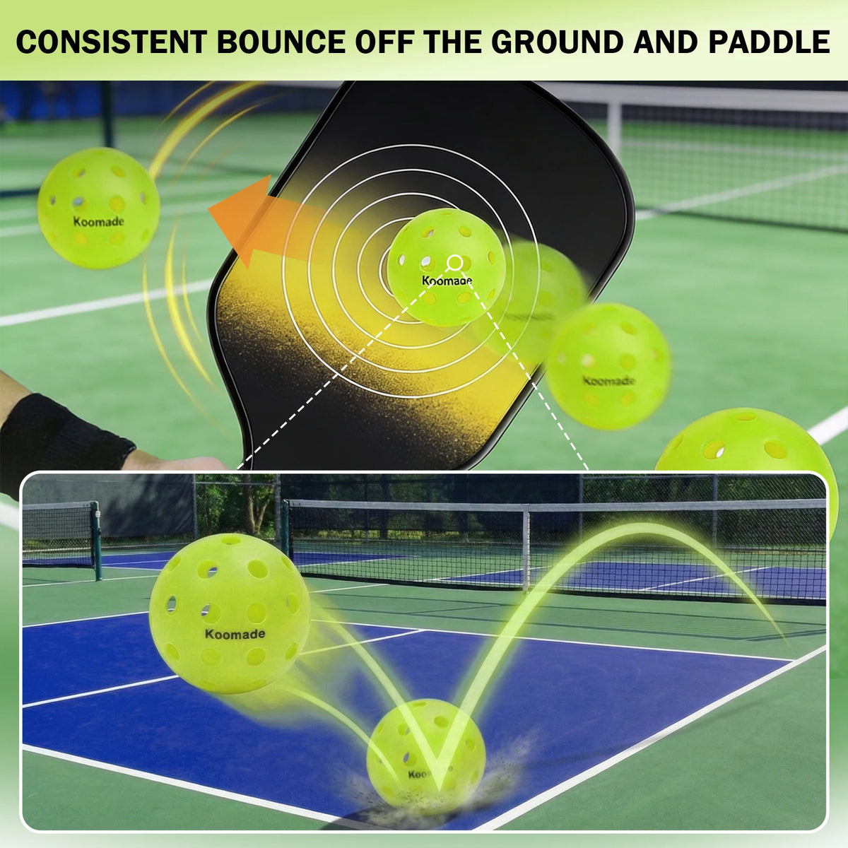 KOOMADE 40 Hole Outdoor Pickleballs USAPA Standard Training Set