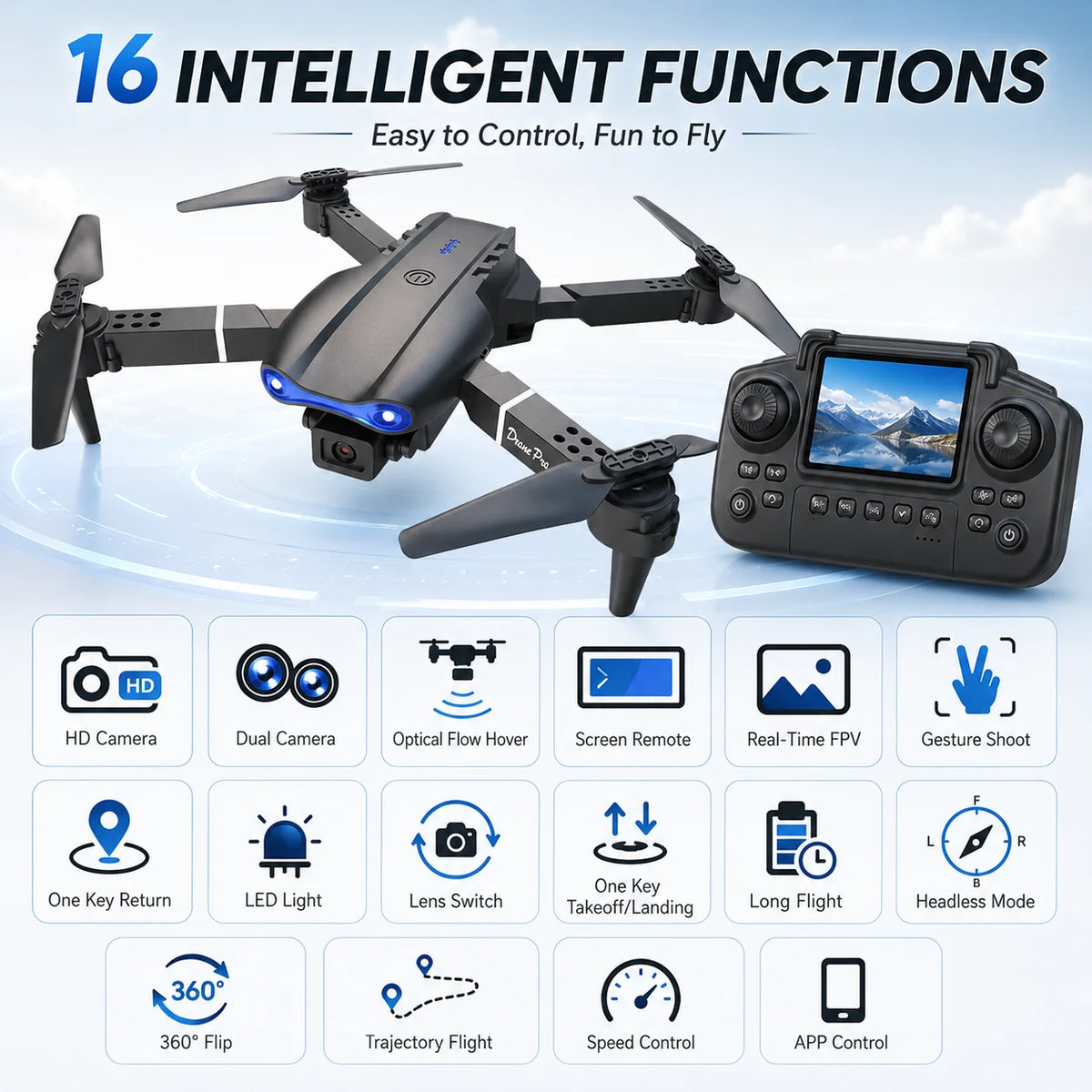 Znlyrion Foldable 4K Dual Camera RC Drone With Altitude Hold