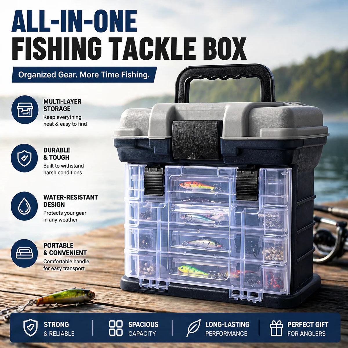 Zoe Multifunctional Fishing Tackle Box Kit With Pliers