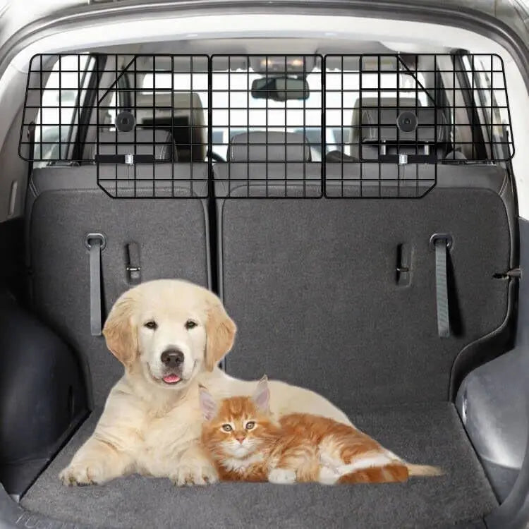 Car SUV Dog Barrier Vehicles Pet Divider Gate for Trunk Cargo Area - Extendable For Universal Fit Foldable Rust-Proof Metal Mesh