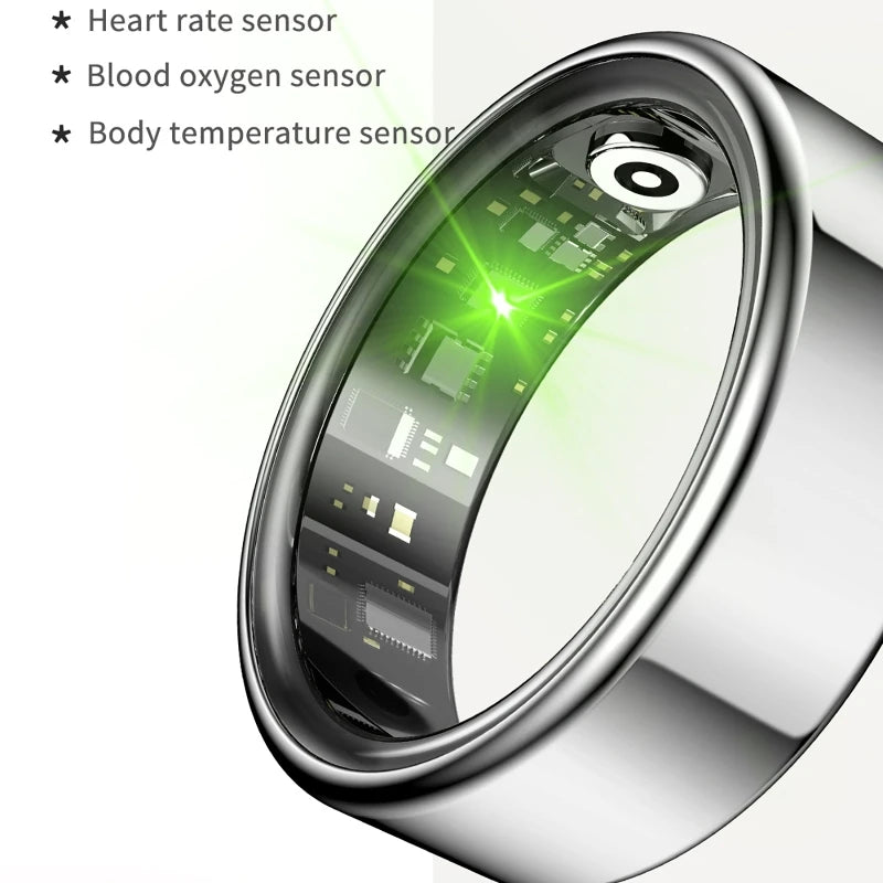 Smart Ring Heart Rate Blood Pressure Bluetooth Call Waterproof Steel