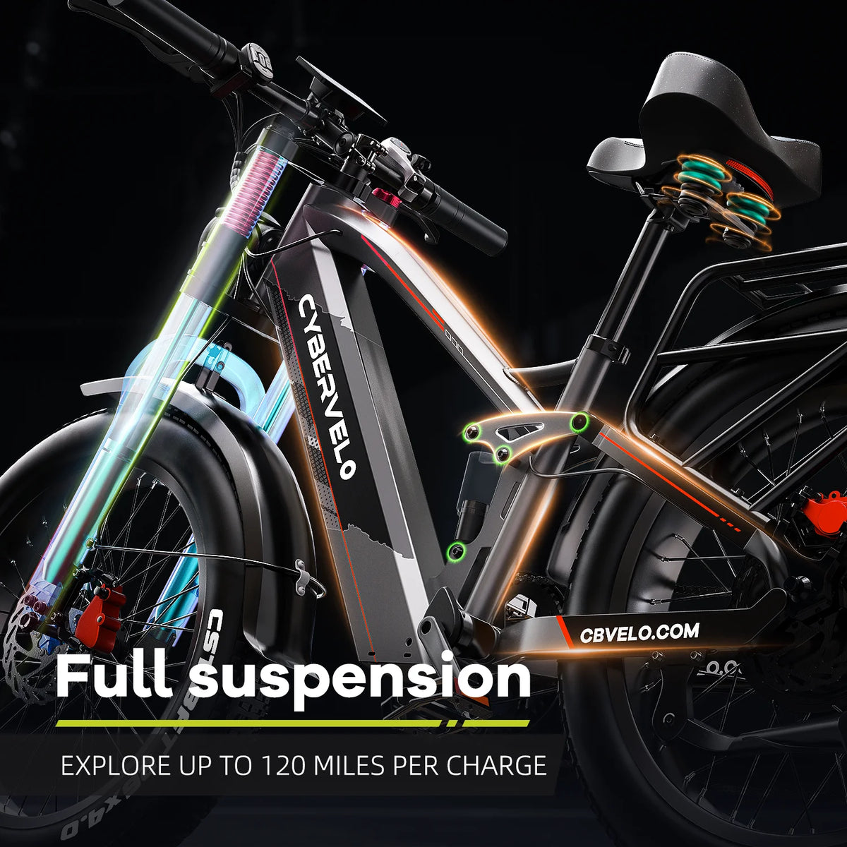 Cybervelo 5000W Peak Fat Tire Mountain Commuter Electric Bike