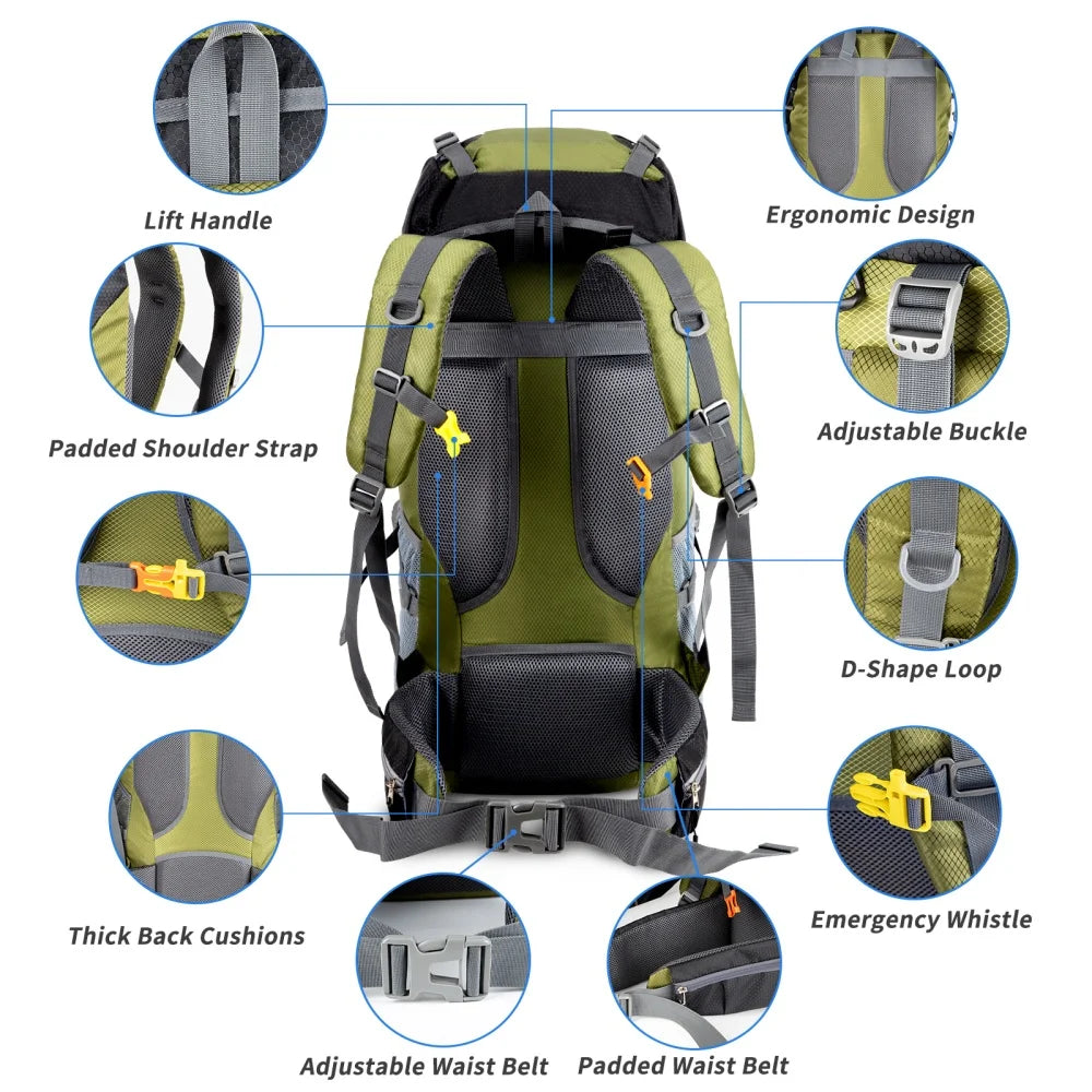 Night Cat Lightweight Hiking Backpack With Rain Cover For Travel