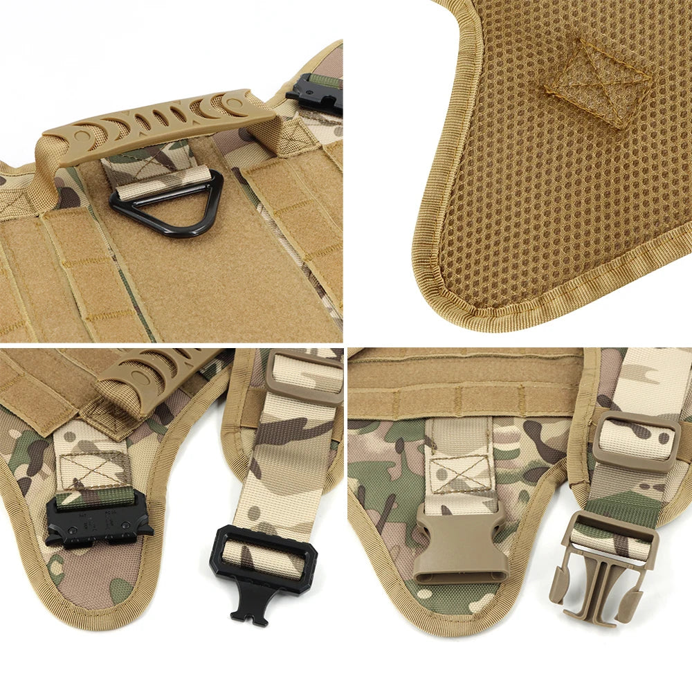 PetraVel Tactical Padded Dog Harness And Nylon Leash Set