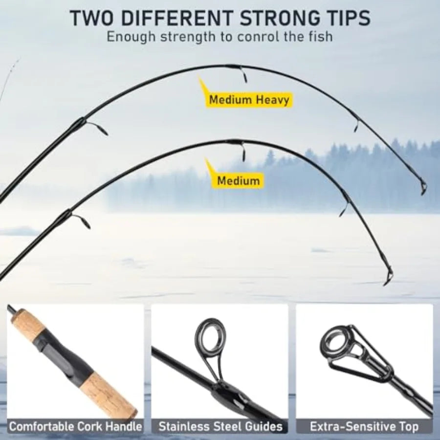 Portable Ice Fishing Rod and Reel Combo Folding Stool Kit