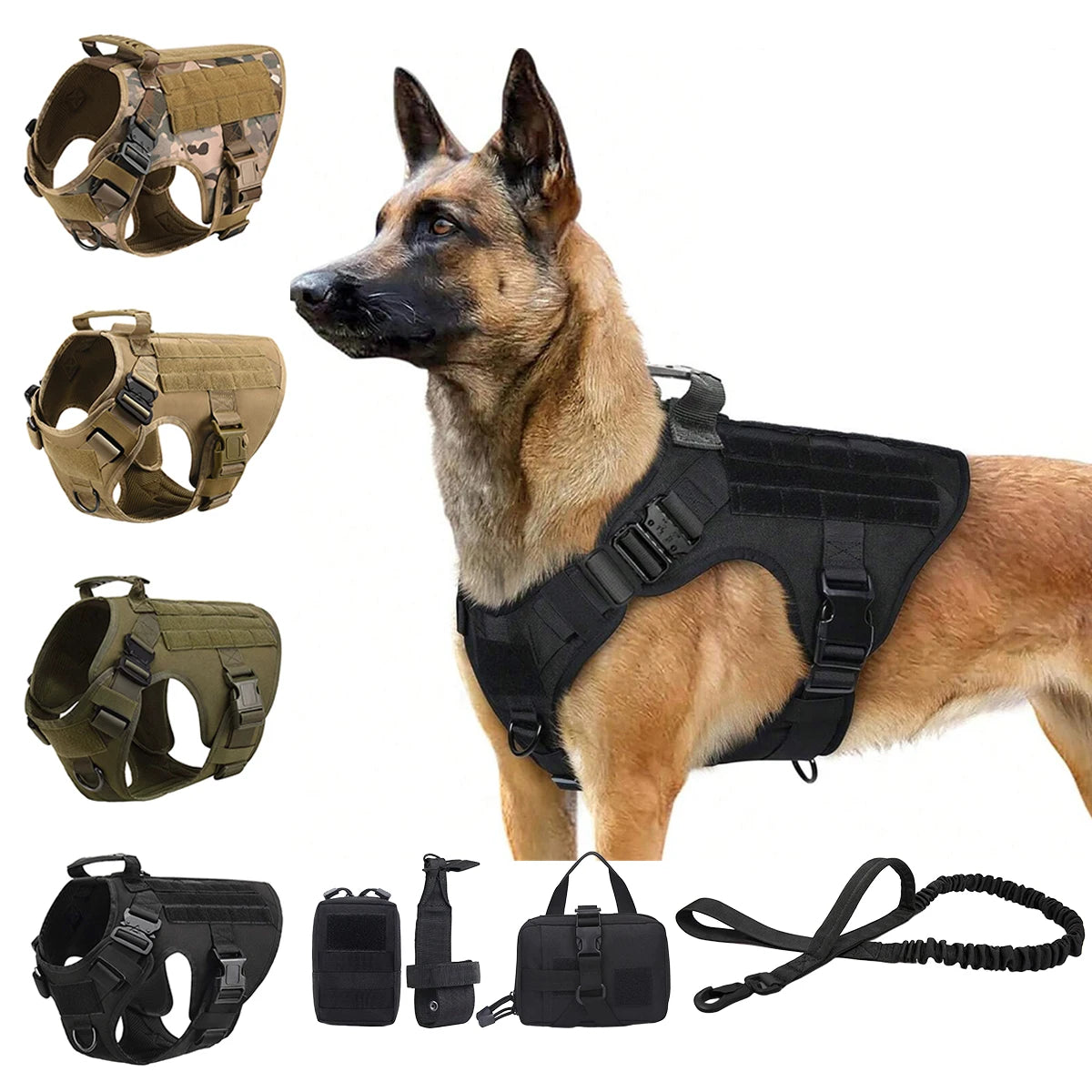Petavel Tactical Dog Harness Molle Pouches For Active German Shepherds