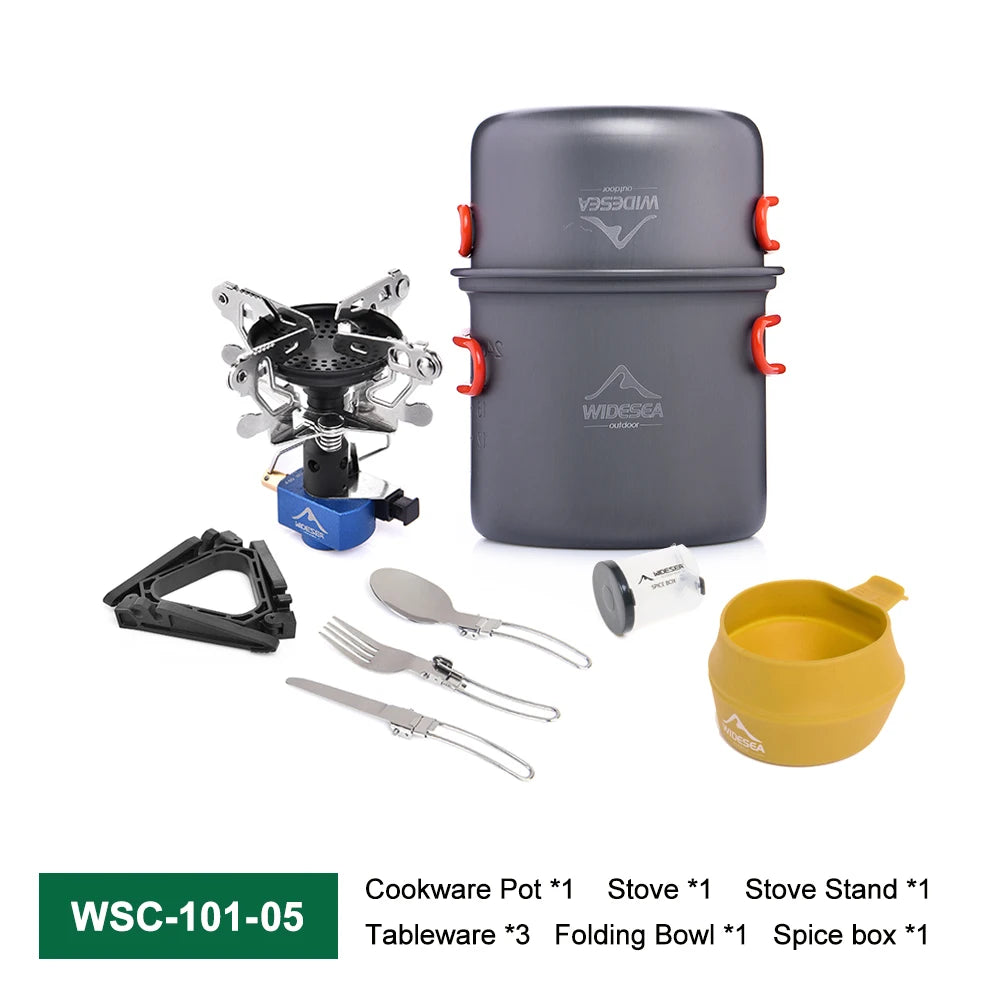 Widesea Portable Aluminum Camping Gas Stove Cookware Set