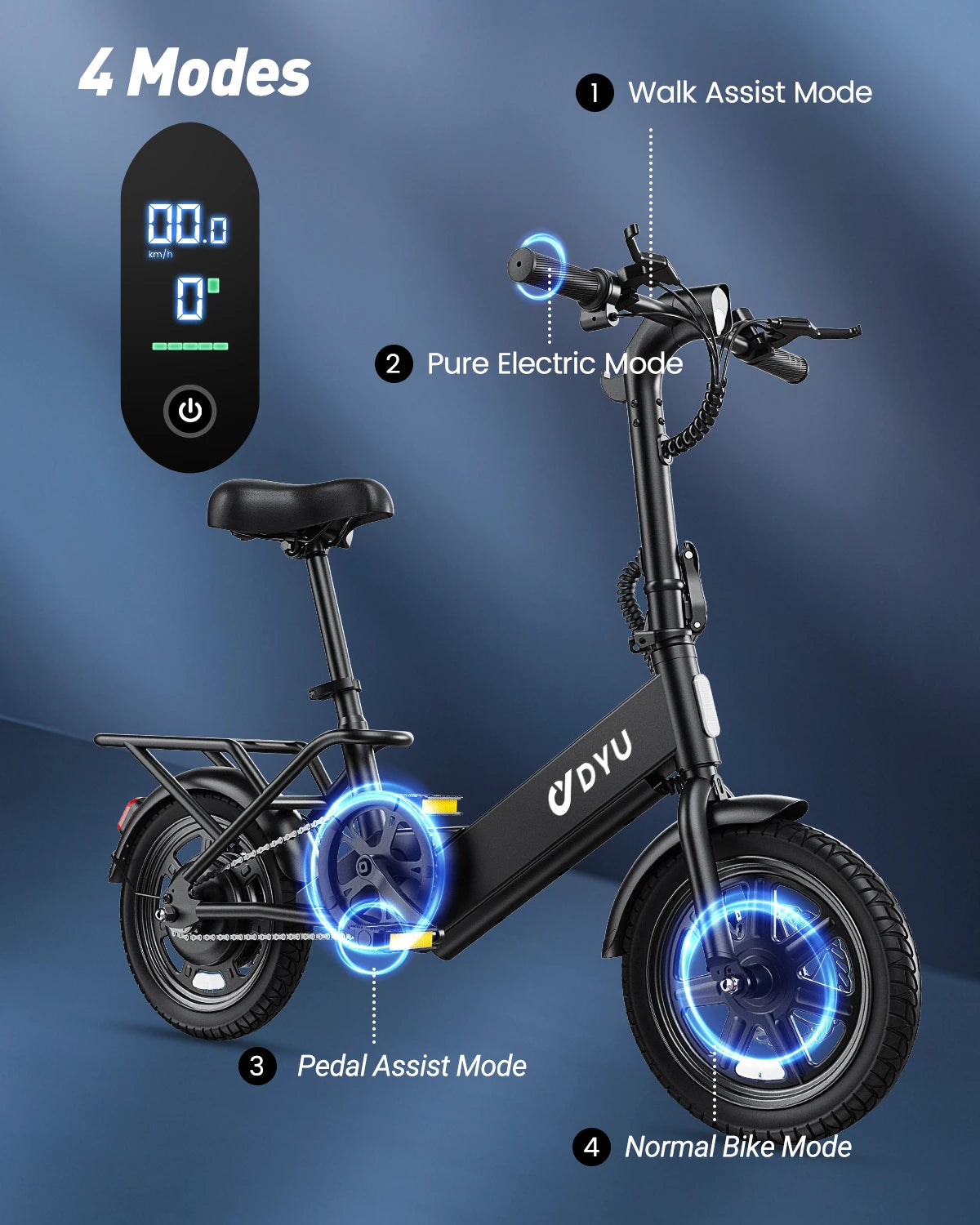 DYU C3 Folding Electric Bicycle Featuring 500W Motor