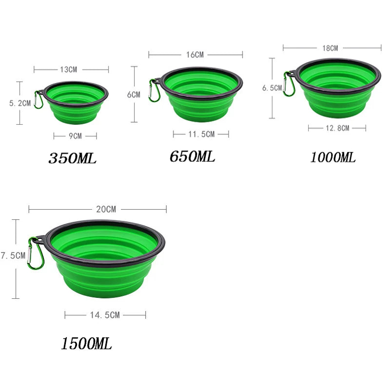 Foldable Portable Dog Feeder Bowl With Carabiner For Outdoor Travel