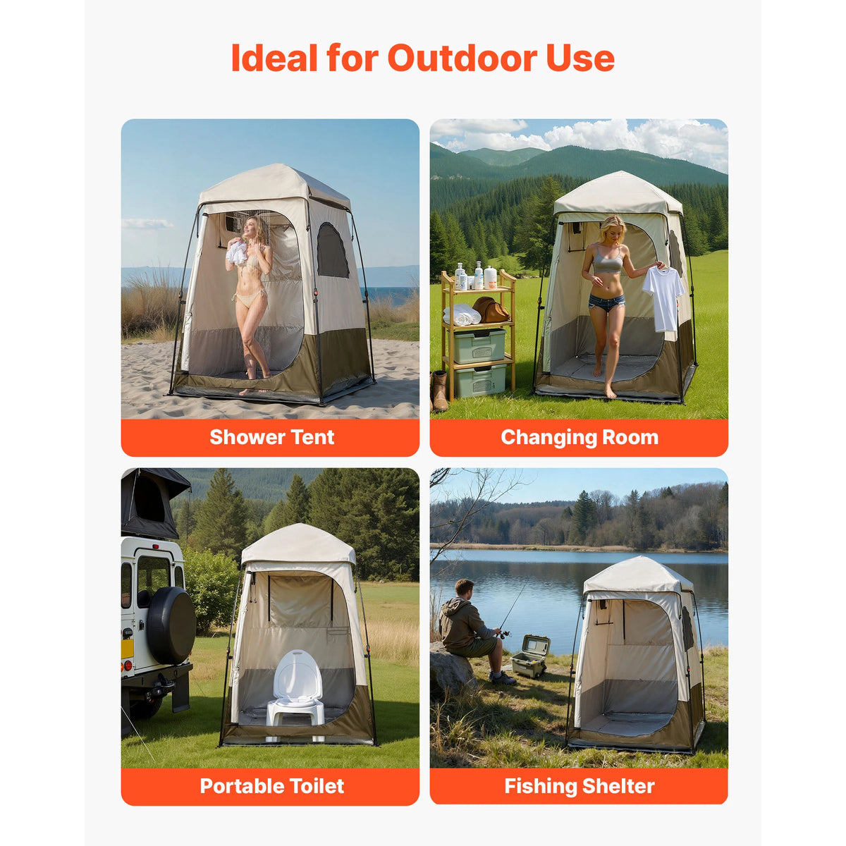 SucceBuy Foldable Double Layer Privacy Camping Shower Tent