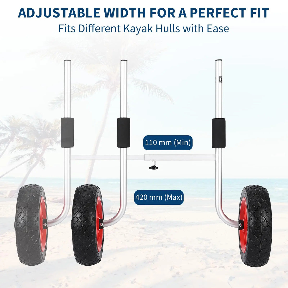 Heavy Duty Adjustable Aluminum Kayak Cart With Solid Wheels