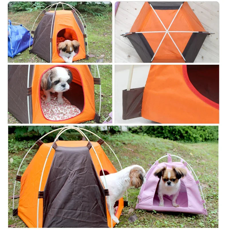Pet Camping Tent Dog Tents Cat Kennel Puppy House Outdoor Sun Protection Breathable Foldable Tent Waterproof Tent Pet Supplies