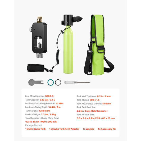Portable Mini Scuba Tank For Snorkeling And Emergency Rescue