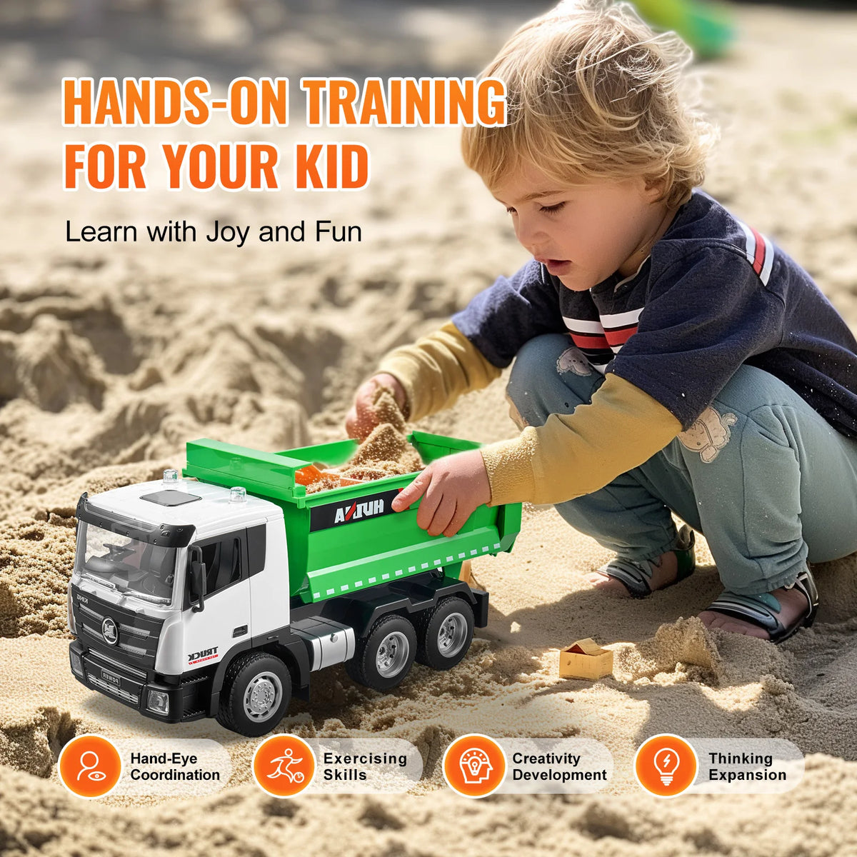 SucceBuy RC Dump Truck Remote Control Bulldozer Engineering Vehicle Toy