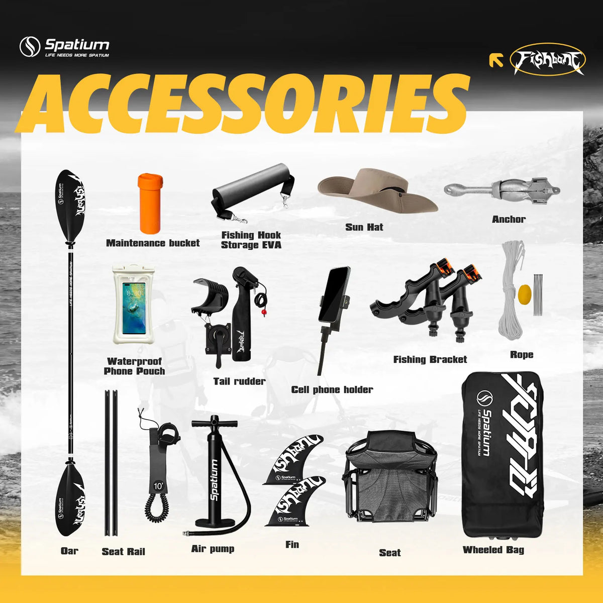 Spatium Inflatable Fishing Paddle Board With Motor And Accessories