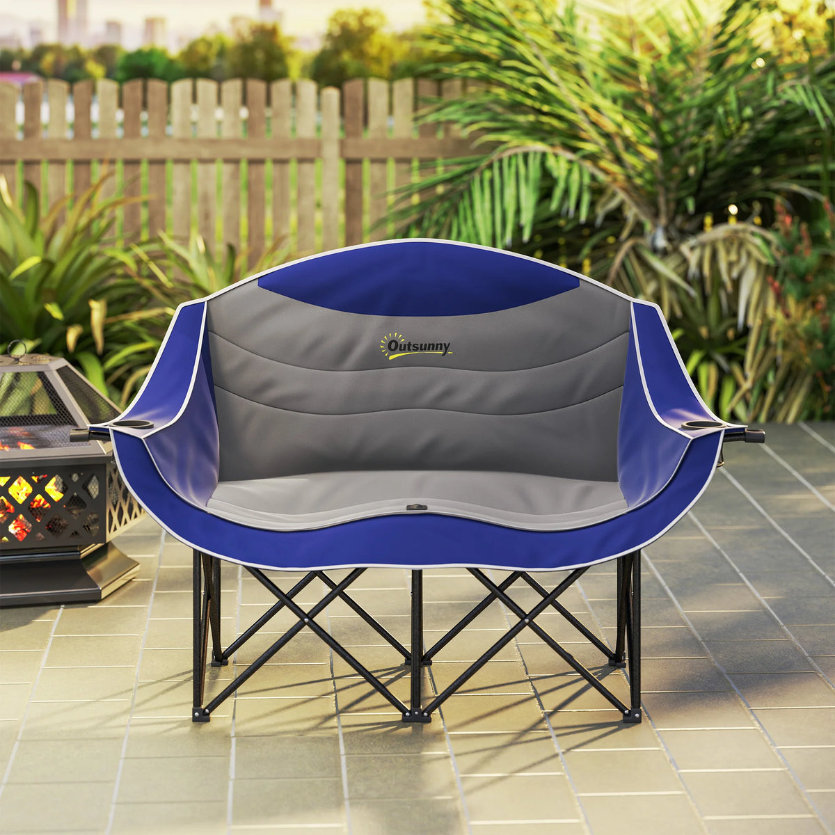 Outsunny Double Padded Folding Camping Chair For Outdoor Use
